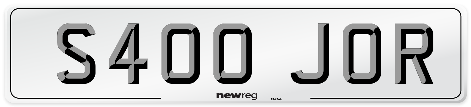 S400 JOR Number Plate from New Reg